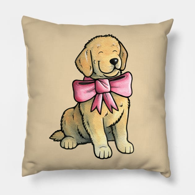 Golden Retriever Puppy Pillow by animalartbyjess