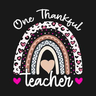 One thankful Teacher Rainbow Leopard T-Shirt