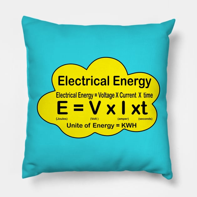 ELectrical Power Electrical Energy Explanation and formula for engineering Students and electricians Pillow by ArtoBagsPlus