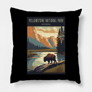 Yellowstone National Park Vintage Poster Pillow