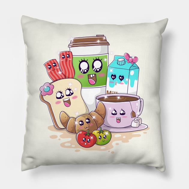 Kawaii Breakfast Pillow by GODZILLARGE