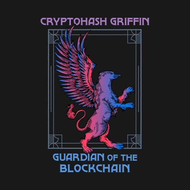 Cryptohash Griffin - Guardian of the blockchain (black background) by Hardfork Wear