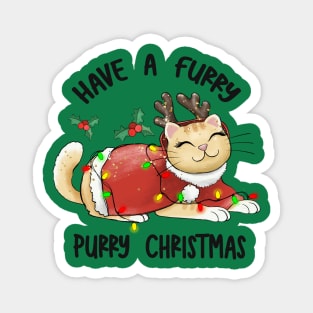Have a Furry Purry Christmas, Cute Adorable Cat Design for Christmas or Xmas Magnet