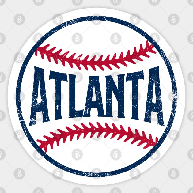 Atlanta Retro Baseball - Navy - Atlanta - Sticker