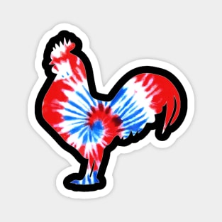 Patriotic Rooster July 4th Farmer Hippie Tie Dye Magnet