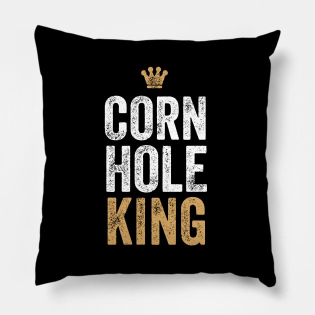 Cornhole King Shirt Bean Bag Toss Winner Champion Pillow by Happy Lime