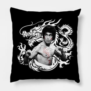 Bruce Lee in Enter The Dragon (White Version) Pillow