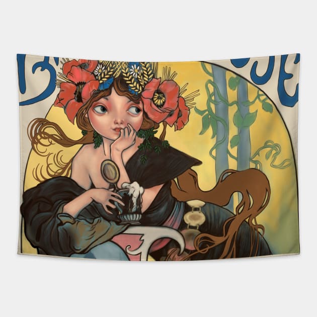 Beer and Mucha - Original Art Tapestry by T.Dow Thomas