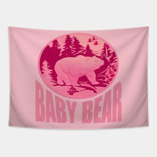 Pink Woodland Baby Bear Camping Cub Tapestry