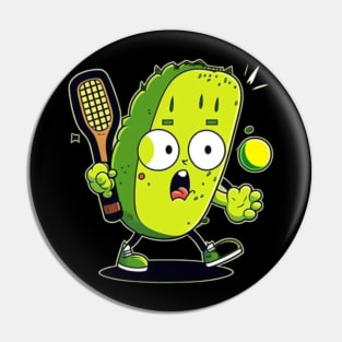 Pickle Playing Pickleball - Funny Pickleball Paddleball Pin