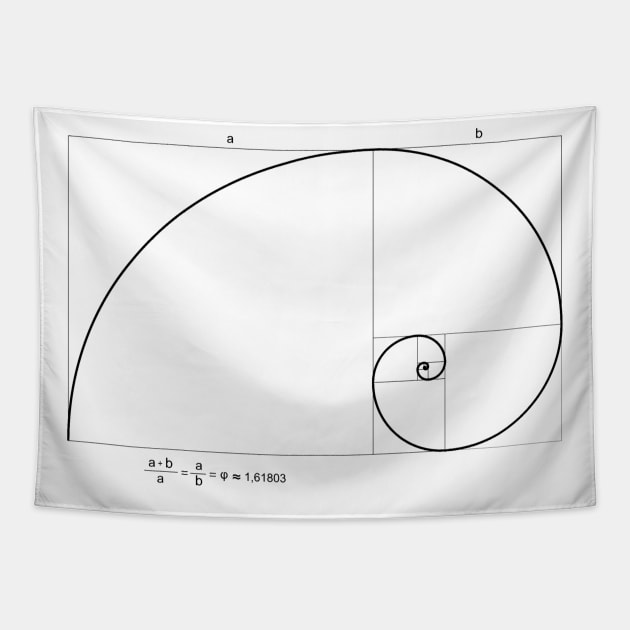 Golden Ratio -  Phi φ Equation - Fibonacci Spiral Tapestry by Didjeridingo