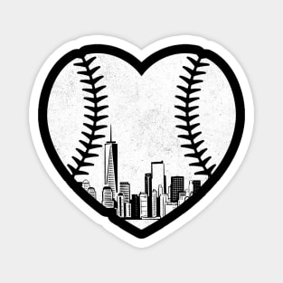 Baseball Heart New York Skyline Magnet