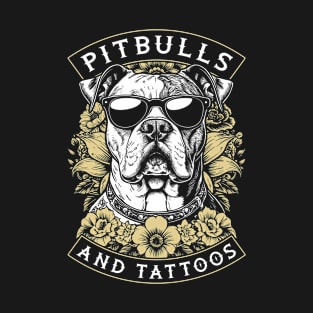 Pitbulls and Tattoos Funny Inked Pit Bull Terrier Dog Owner T-Shirt