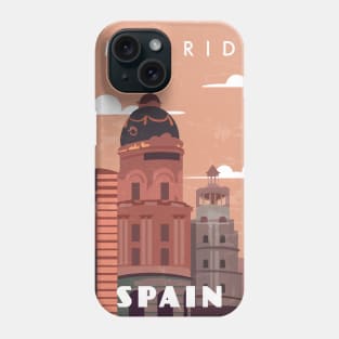 Madrid, Spain. Retro travel poster Phone Case