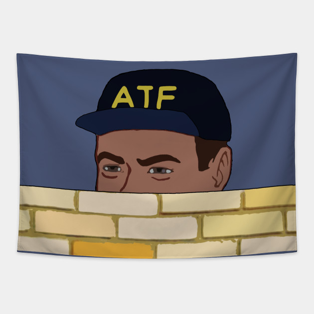 Atf Guy Fence Peeking Meme Gun Rights Atf Tapestry Teepublic