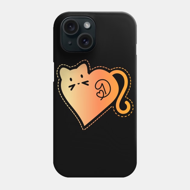 Heart Cat Monogram D in Orange T-Shirt Phone Case by ArtsByNaty
