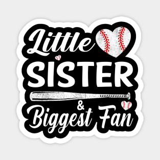 Little Sister Biggest Fan Baseball Magnet