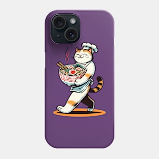 Cat carrying a bowl of ramen Phone Case