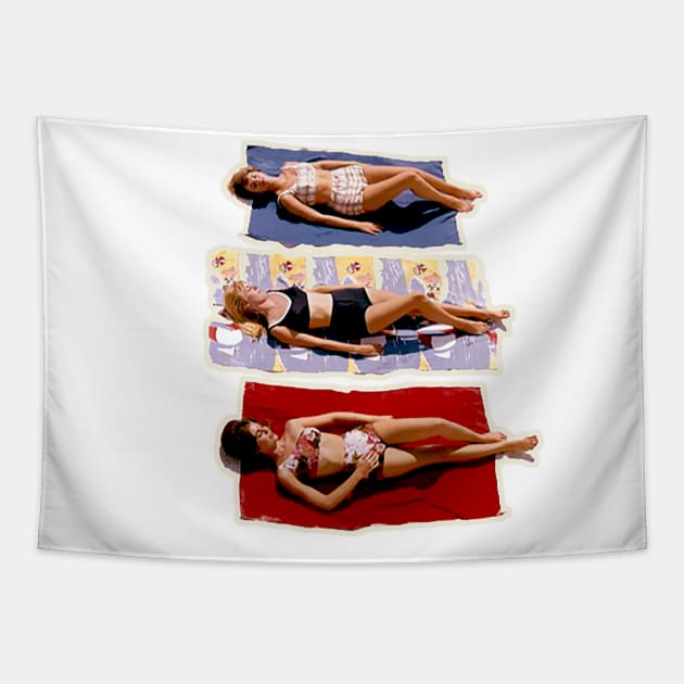 40's girls on the beach sunbathing Tapestry by Marccelus