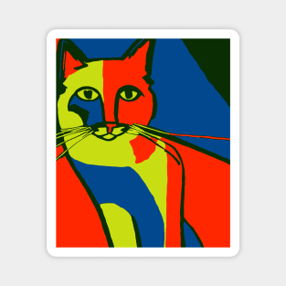 Colorful Minimalist Abstract Cat Magnet