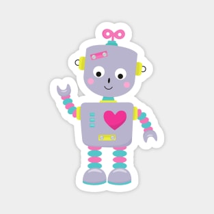 Cute Robot, Purple Robot, Funny Robot, Silly Robot Magnet