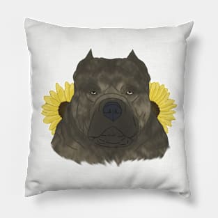 Brindle American Bully with Sunflowers Pillow