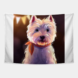 Cute West Highland White Terrier Drawing Tapestry