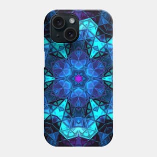 Mosaic Kaleidoscope Flower Purple and Blue Phone Case