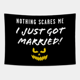 Halloween Honeymoon Matching Couple Halloween Wedding I Just Got Married Tapestry