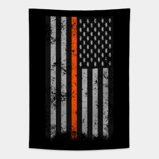 Halloween Thin Orange Line Flag Bats Tapestry