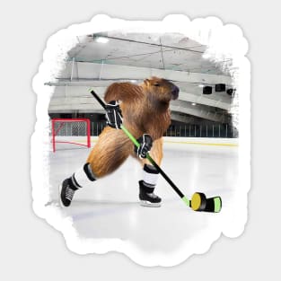 Capybara Playing Ice Hockey Stickers for Sale