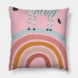 Zebra and rainbow art illustration Pillow