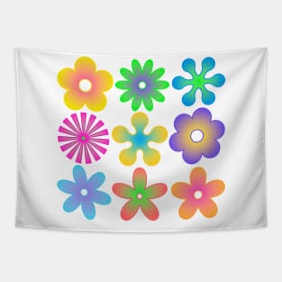 Retro gradient flowers Tapestry