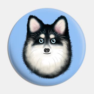 Black and White Pomsky Pin