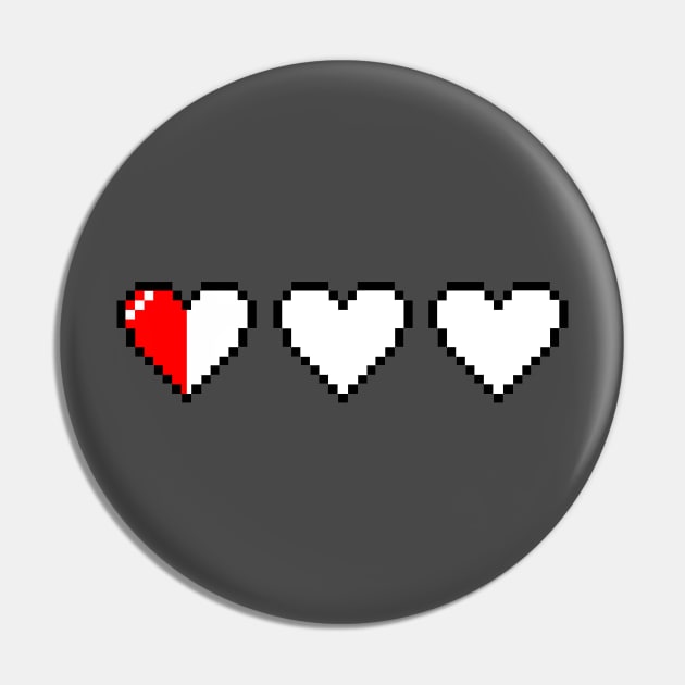 Last Half of 3 Pixel Hearts Pin by TheActionPixel