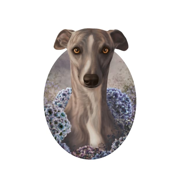 Whippet & Hydrangeas by VEROfojt