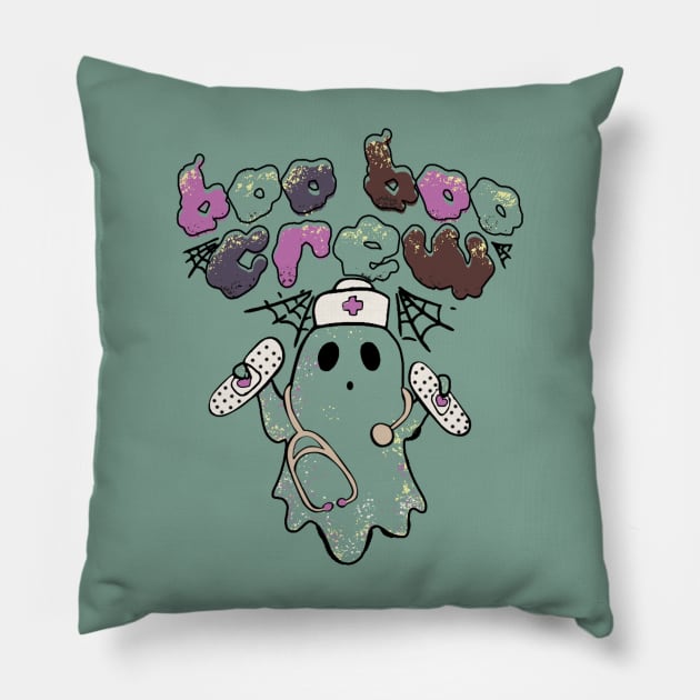 Boo Boo Crew Halloween Nurse Ghost Costume Pillow by Teewyld