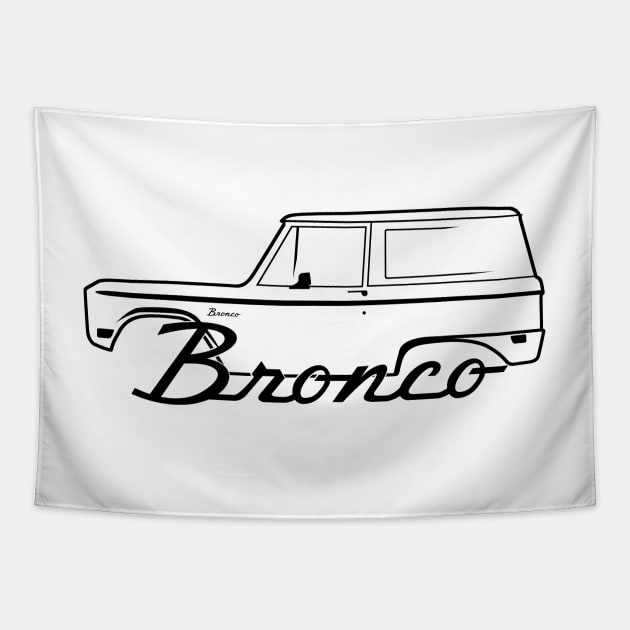 1966-1977 Ford Bronco Side Black With Logo Tapestry by The OBS Apparel