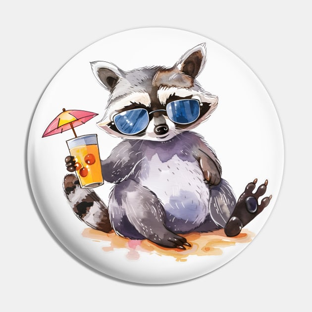 Summertime Raccoon beach chillout Pin by beangeerie