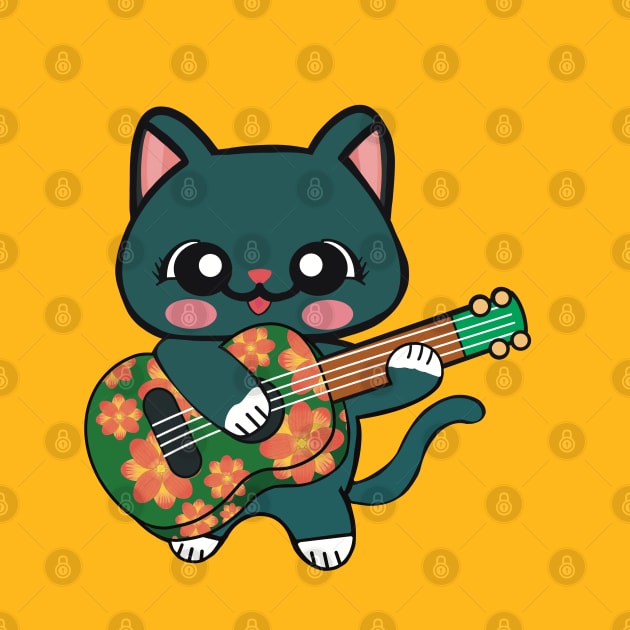 Cat Playing Ukulele by FlippinTurtles