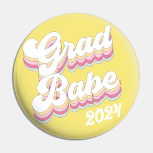 Grad Babe Class of 2024 Retro Vibes Graduation Pin