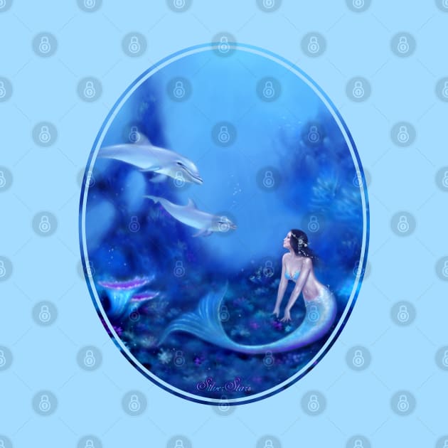 Ultramarine Mermaid & Dolphins by silverstars