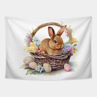 Easter bunny in basket with eggs Tapestry