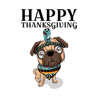 Thanksgiving Tribal Pug T-Shirt