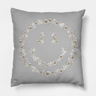 Smiley face in daisy Pillow