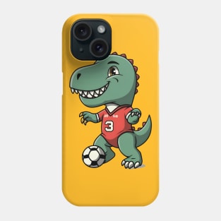 Green dinosaur playing football Phone Case