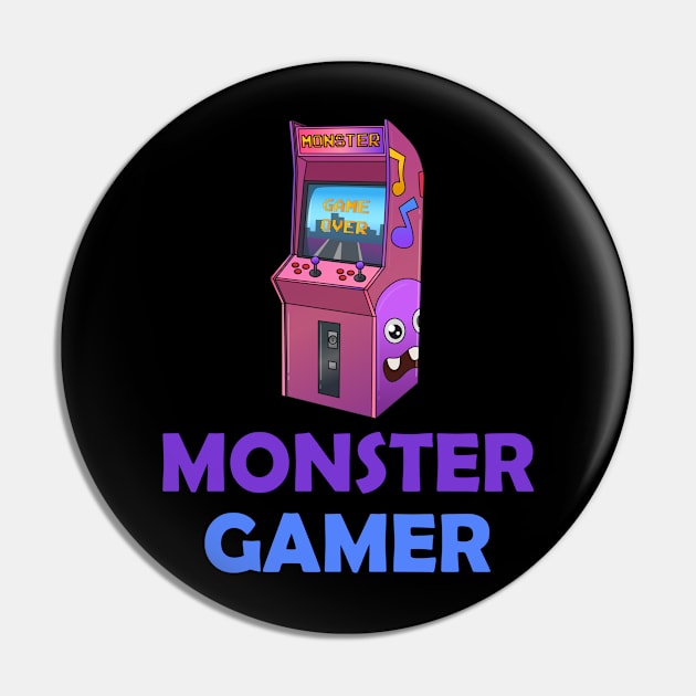 Monster Gamer Arcade Game Shirt Pin by MADstudio47