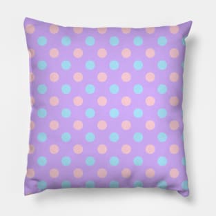 Pastel Pink and Blue Polka Dots on Purple Background Pattern Pillow