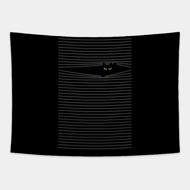 Hidden Little Black Cat Lines Everybody Knows Tapestry by vo_maria