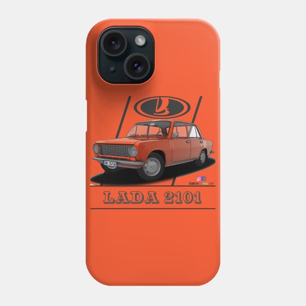 Lada 2101 1970 Orange Phone Case by PjesusArt